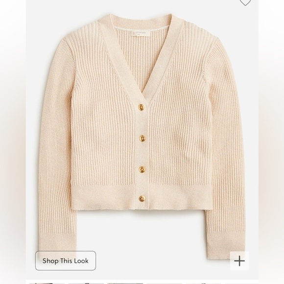 J crew Girls' cropped V-neck cardigan sweater with Lurex® metallic threads - Picture 6 of 7